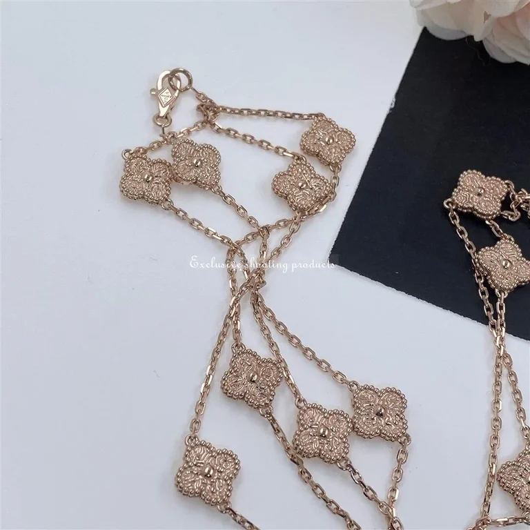 Van Cleef & Arpels VCARO8DG00 Sweet Alhambra Long Necklace 16 Motifs Rose Gold Necklace 6
