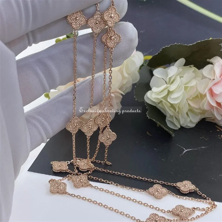 Van Cleef & Arpels VCARO8DG00 Sweet Alhambra Long Necklace 16 Motifs Rose Gold Necklace 2