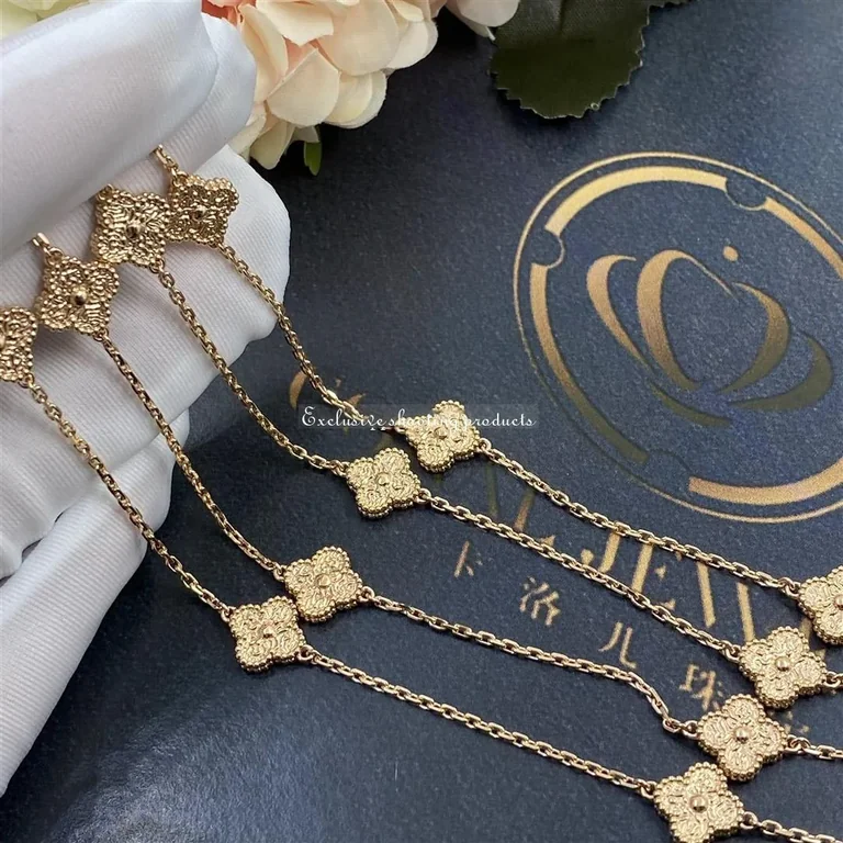 Van Cleef & Arpels VCARO8DG00-yg Sweet Alhambra Long Necklace 16 Motifs Yellow Gold 12