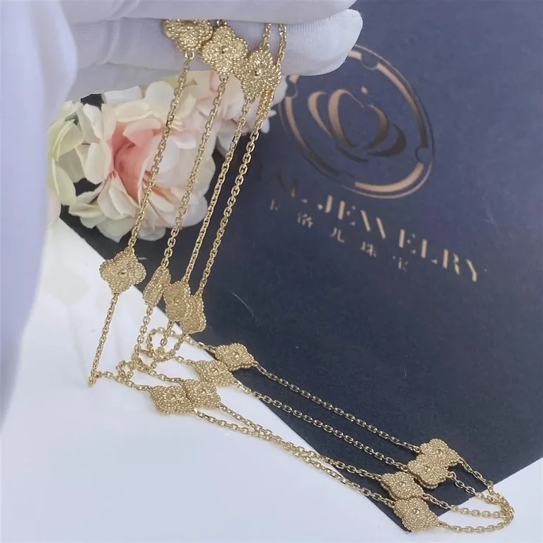 Van Cleef & Arpels VCARO8DG00-yg Sweet Alhambra Long Necklace 16 Motifs Yellow Gold 4