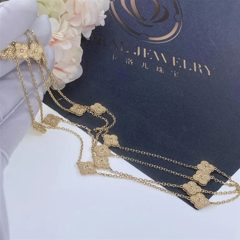 Van Cleef & Arpels VCARO8DG00-yg Sweet Alhambra Long Necklace 16 Motifs Yellow Gold 2