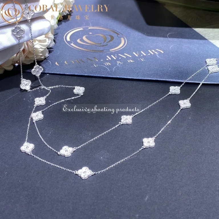 Van Cleef & Arpels VCARO85A00 Sweet Alhambra long necklace 16 motifs White gold Diamond necklace 13