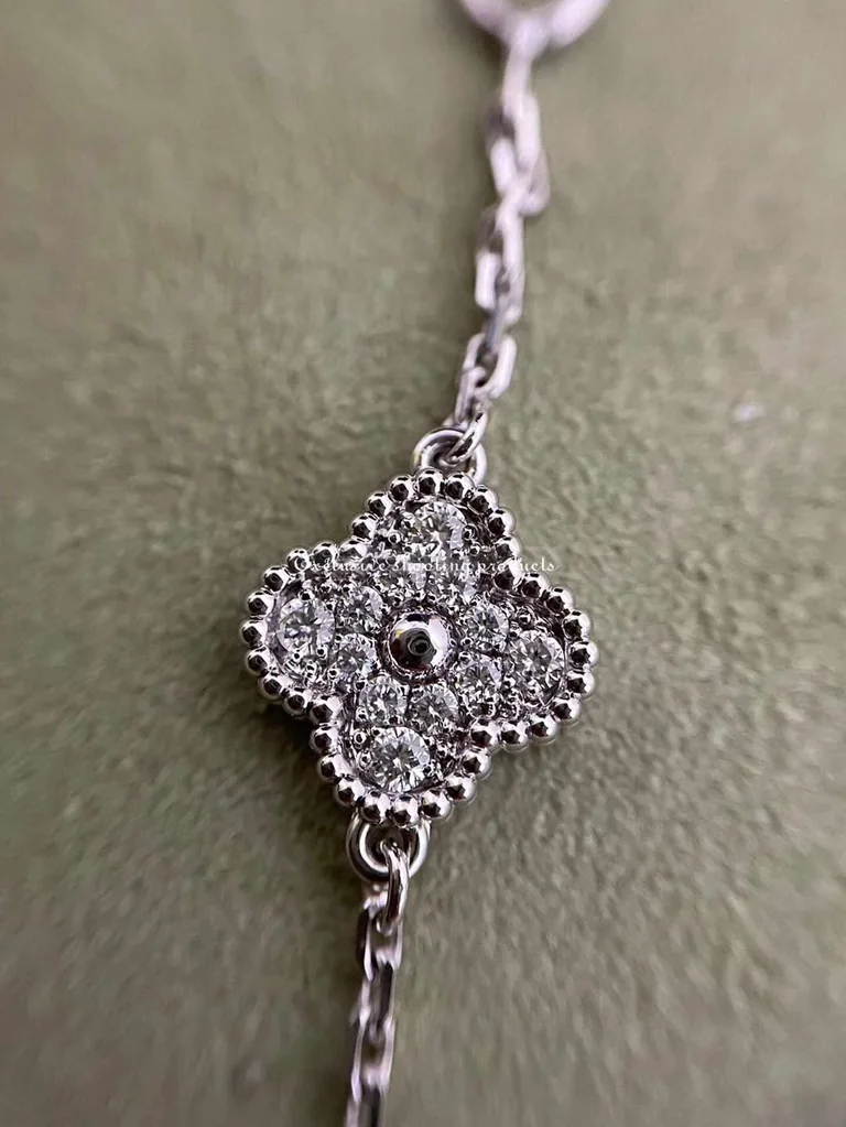 Van Cleef & Arpels VCARO85A00 Sweet Alhambra long necklace 16 motifs White gold Diamond necklace 10
