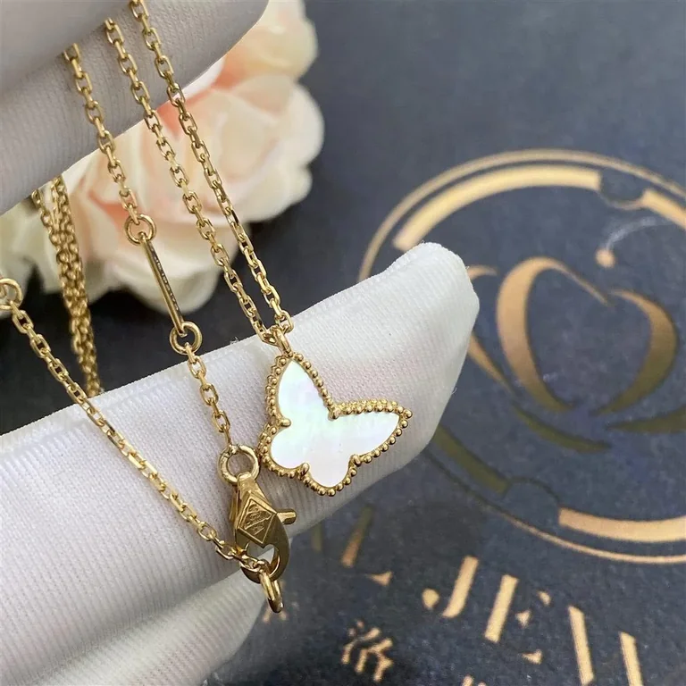 Van Cleef & Arpels VCARF69300 Sweet Alhambra butterfly pendant Yellow gold Mother-of-pearl Necklace 4
