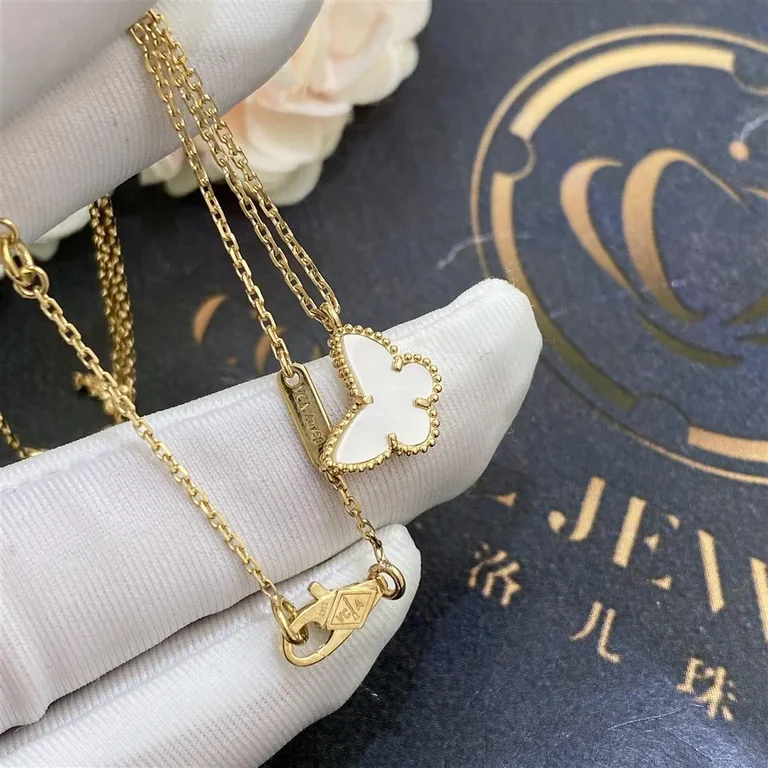 Van Cleef & Arpels VCARF69300 Sweet Alhambra butterfly pendant Yellow gold Mother-of-pearl Necklace 3