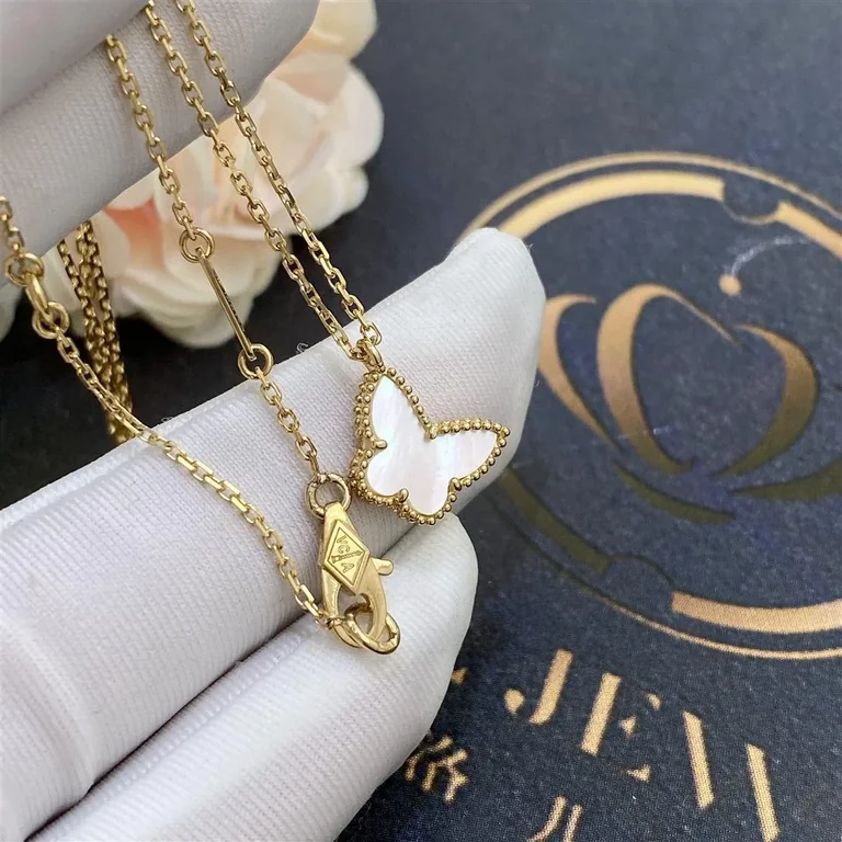 Van Cleef & Arpels VCARF69300 Sweet Alhambra butterfly pendant Yellow gold Mother-of-pearl Necklace 2