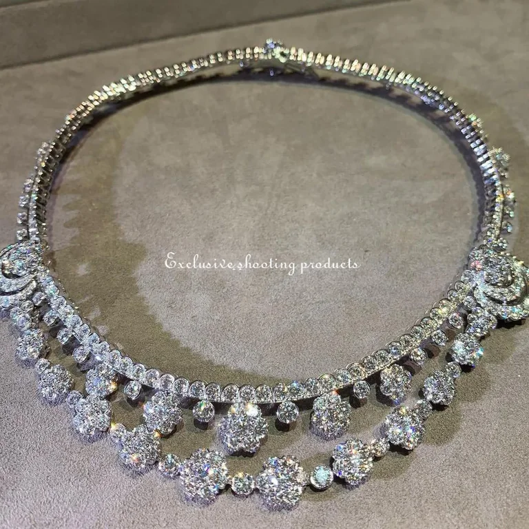 Van Cleef & Arpels VCARP39500 Snowflake transformable necklace Platinum Diamond 7