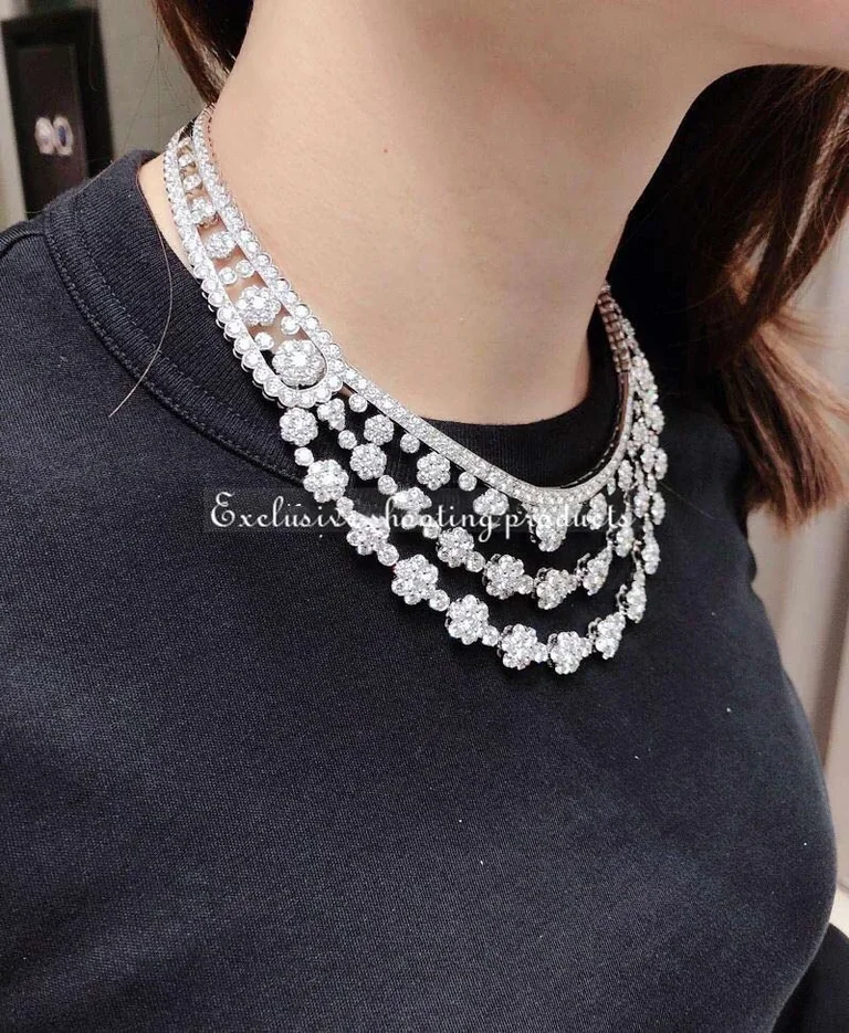 Van Cleef & Arpels VCARP39500 Snowflake transformable necklace Platinum Diamond 6