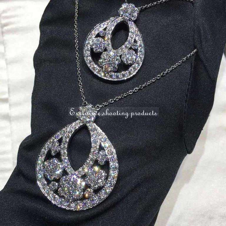 Van Cleef & Arpels VCARO3RO00 Snowflake pendant large model Platinum Diamond Necklace 5