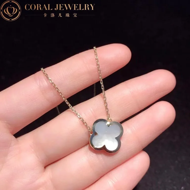 Van Cleef & Arpels VCARA39700 Pure Alhambra pendant Yellow gold Mother-of-pearl Necklace 4