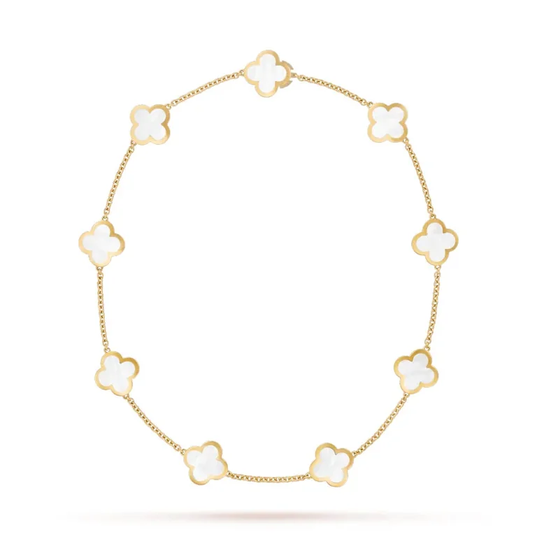 Van Cleef & Arpels VCARA37800 Pure Alhambra necklace 9 motifs Yellow gold Mother-of-pearl 1