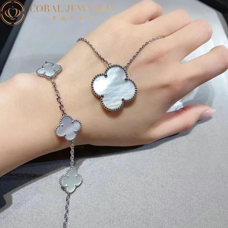 Van Cleef & Arpels VCARN32200 Magic Alhambra pendant White gold Mother-of-pearl Necklace 5