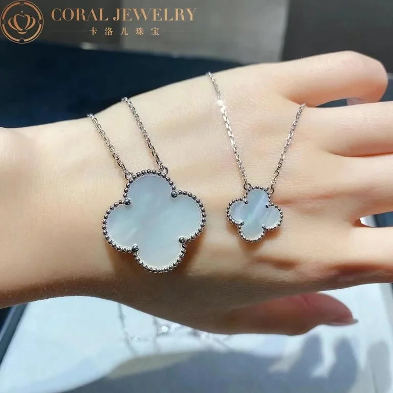 Van Cleef & Arpels VCARN32200 Magic Alhambra pendant White gold Mother-of-pearl Necklace 4