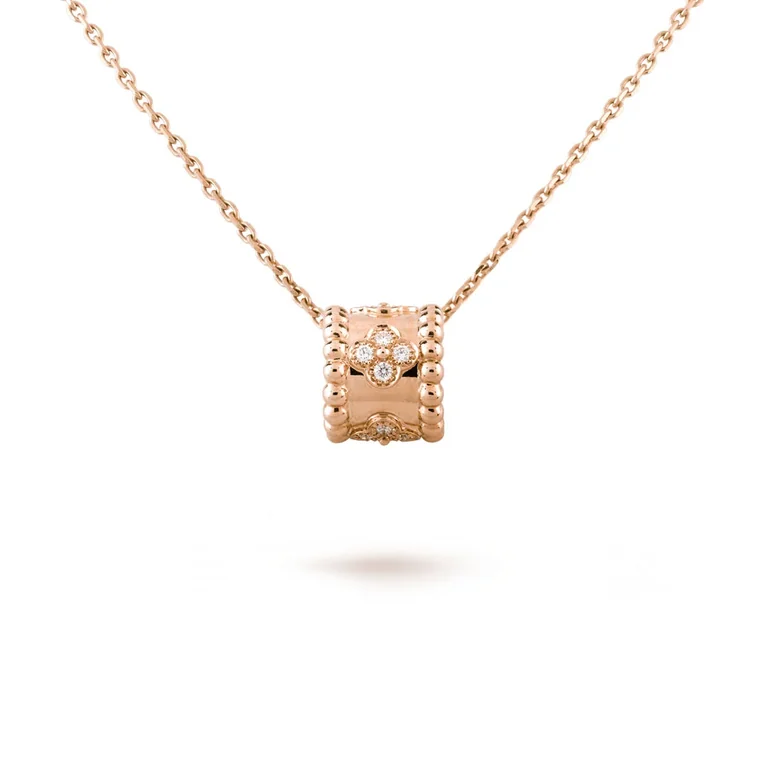 Van Cleef & Arpels VCARO2EE00 Perlée clovers pendant Rose gold Diamond Necklace 1