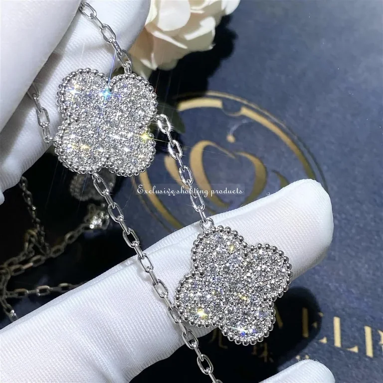 Van Cleef & Arpels VCARN9MP00 Magic Alhambra Necklace 6 Motifs White Gold Diamond Necklace 12