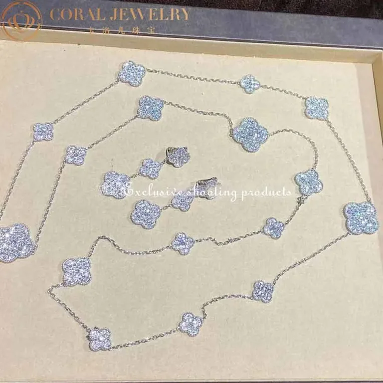 Van Cleef & Arpels VCARN9MO00 Magic Alhambra long necklace 16 motifs White gold Diamond Necklace 8
