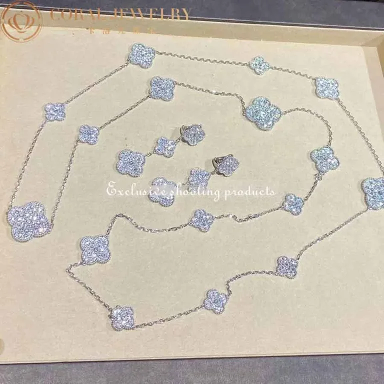 Van Cleef & Arpels VCARN9MO00 Magic Alhambra long necklace 16 motifs White gold Diamond Necklace 3