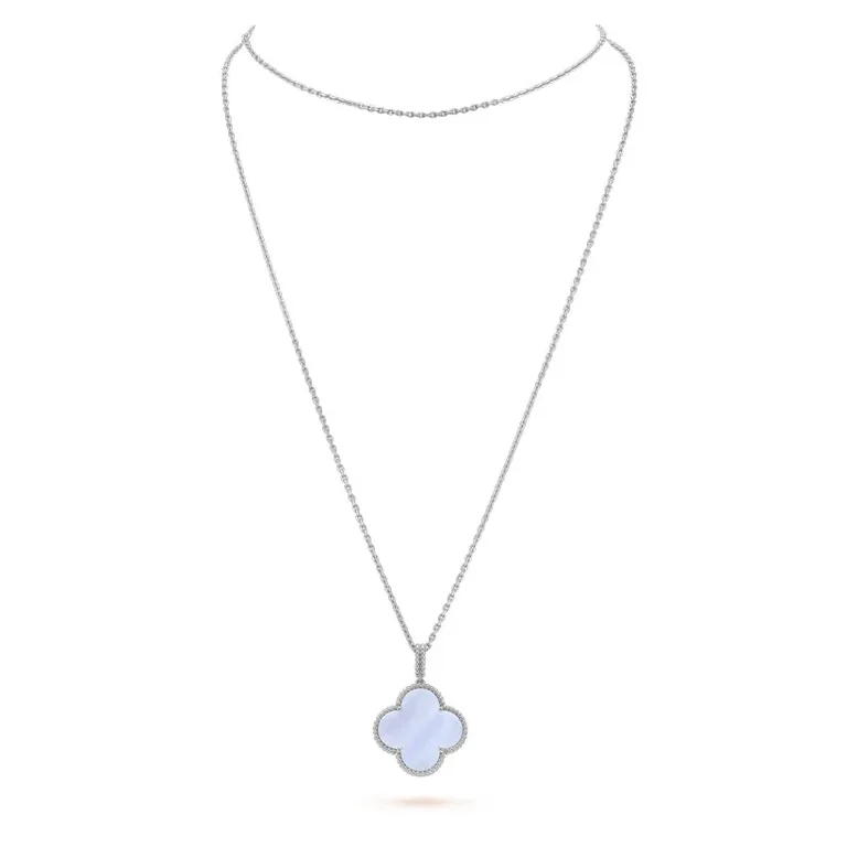 Van Cleef & Arpels VCARP6L900 Magic Alhambra long necklace 1 motif White gold Chalcedony 1