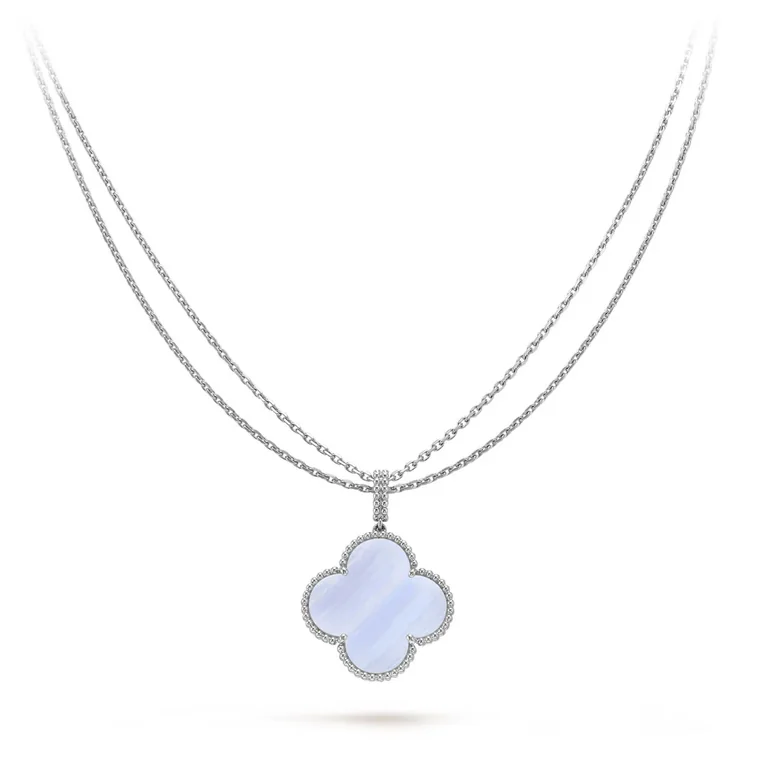 Van Cleef & Arpels VCARP6L900 Magic Alhambra long necklace 1 motif White gold Chalcedony 7
