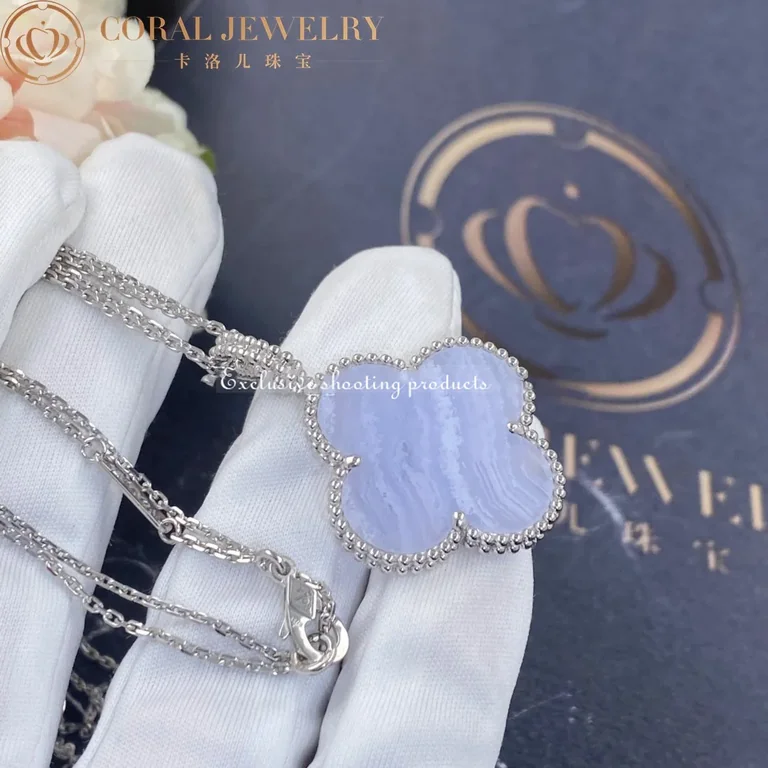 Van Cleef & Arpels VCARP6L900 Magic Alhambra long necklace 1 motif White gold Chalcedony 6