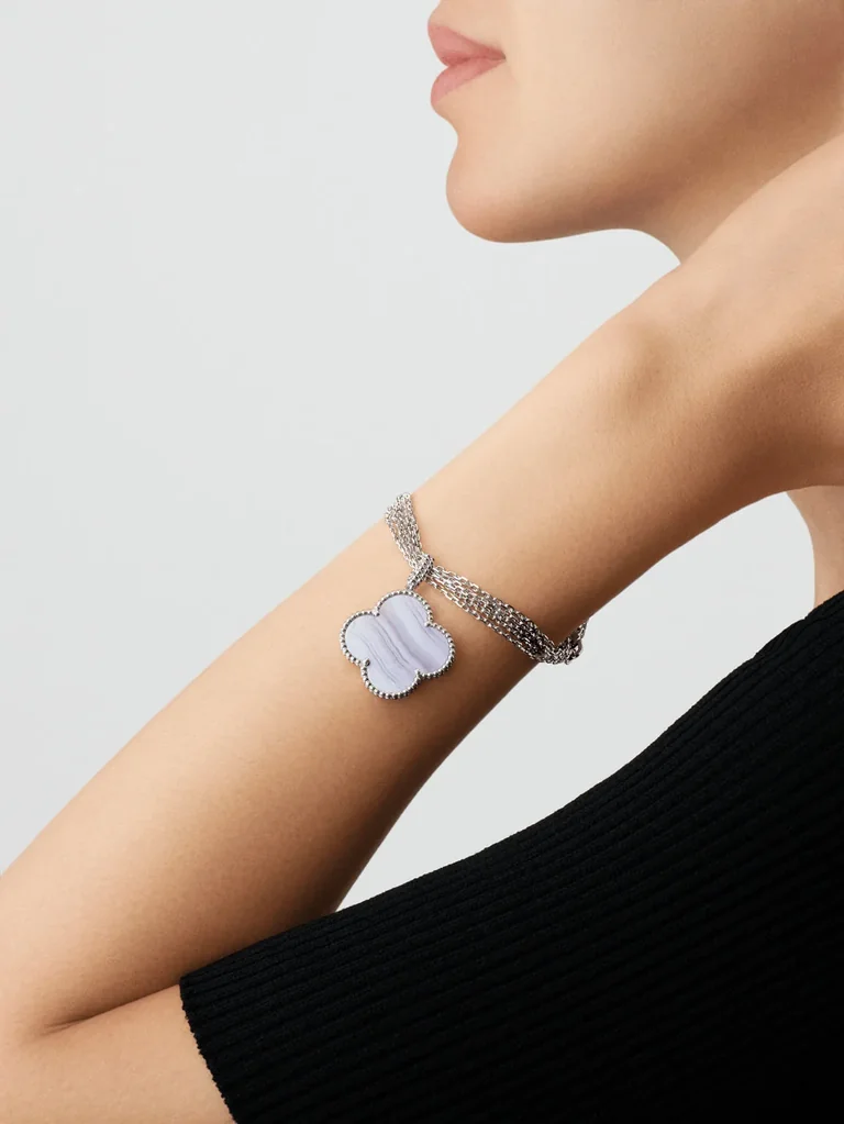 Van Cleef & Arpels VCARP6L900 Magic Alhambra long necklace 1 motif White gold Chalcedony 5