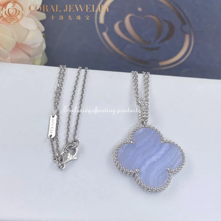 Van Cleef & Arpels VCARP6L900 Magic Alhambra long necklace 1 motif White gold Chalcedony 3