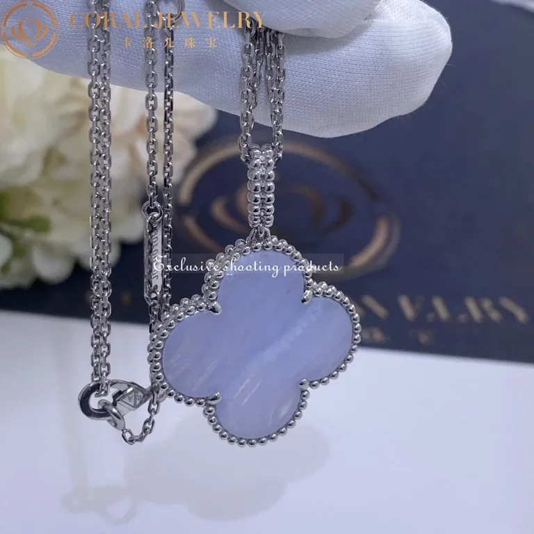 Van Cleef & Arpels VCARP6L900 Magic Alhambra long necklace 1 motif White gold Chalcedony 2