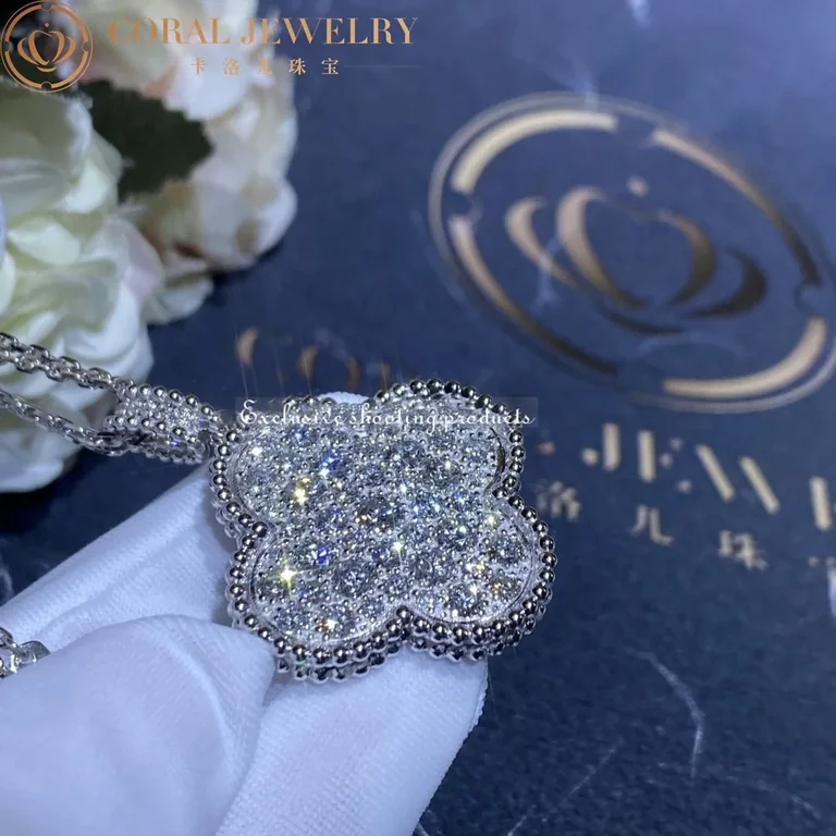Van Cleef & Arpels VCARO49O00 Magic Alhambra long necklace 1 motif White gold Diamond necklace 4