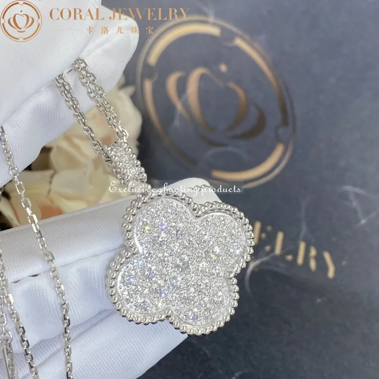 Van Cleef & Arpels VCARO49O00 Magic Alhambra long necklace 1 motif White gold Diamond necklace 2