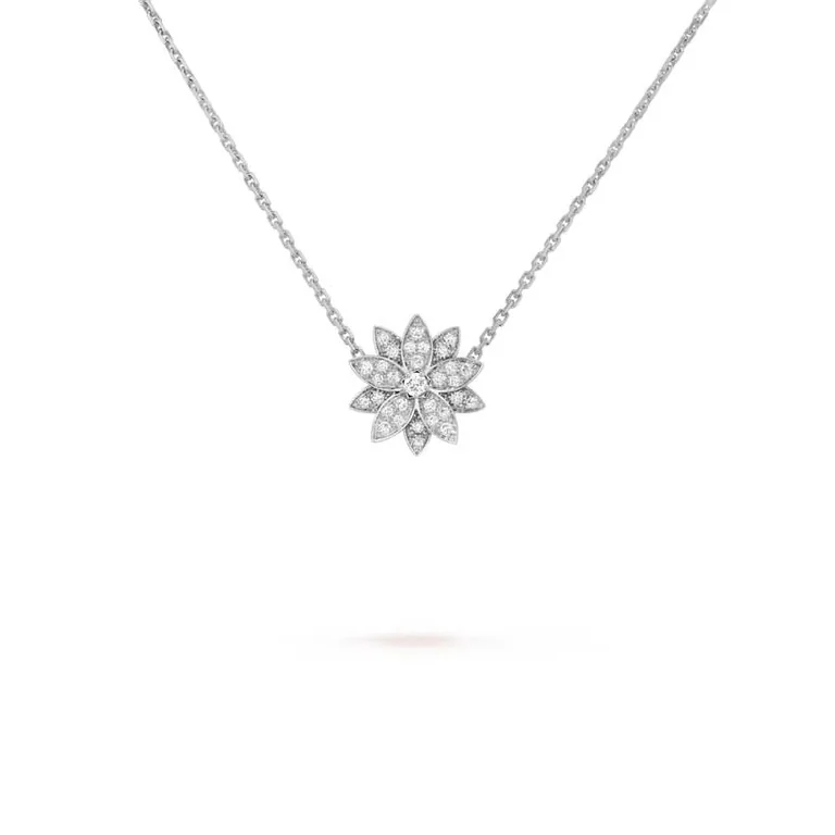 Van Cleef & Arpels VCARO6P600 Lotus pendant small model White gold Diamond Necklace 1