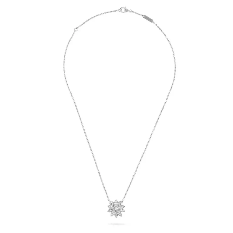 Van Cleef & Arpels VCARO6P600 Lotus pendant small model White gold Diamond Necklace 5