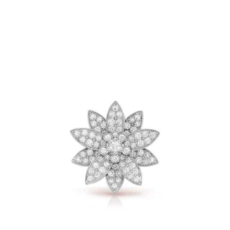 Van Cleef & Arpels VCARO6P800 Lotus clip pendant medium model White gold Diamond Necklace 9