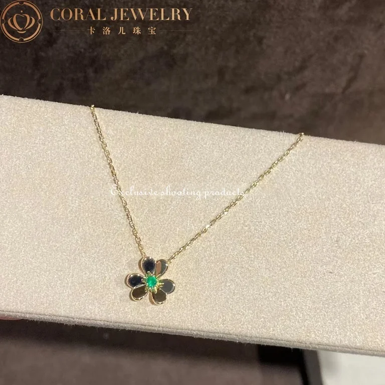 Van Cleef & Arpels VCARP7SB00 Frivole pendant mini model Yellow gold Emerald Necklace 7