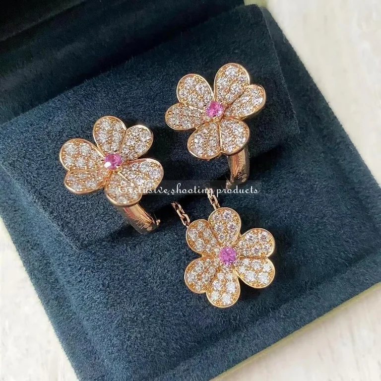 Van Cleef & Arpels VCARP6L400 Frivole pendant small model Rose gold Diamond Pink Sapphire Necklace 9