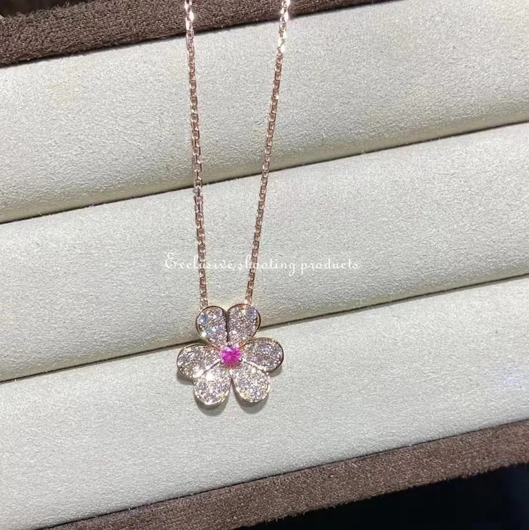 Van Cleef & Arpels VCARP6L400 Frivole pendant small model Rose gold Diamond Pink Sapphire Necklace 6