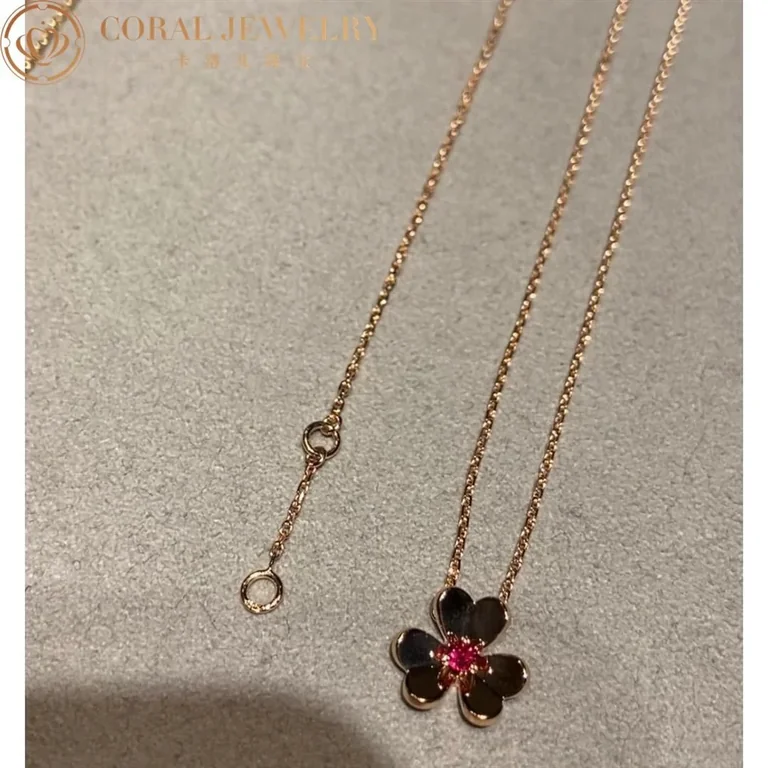 Van Cleef & Arpels VCARP7S800 Frivole pendant mini model Rose gold Ruby Necklace 6