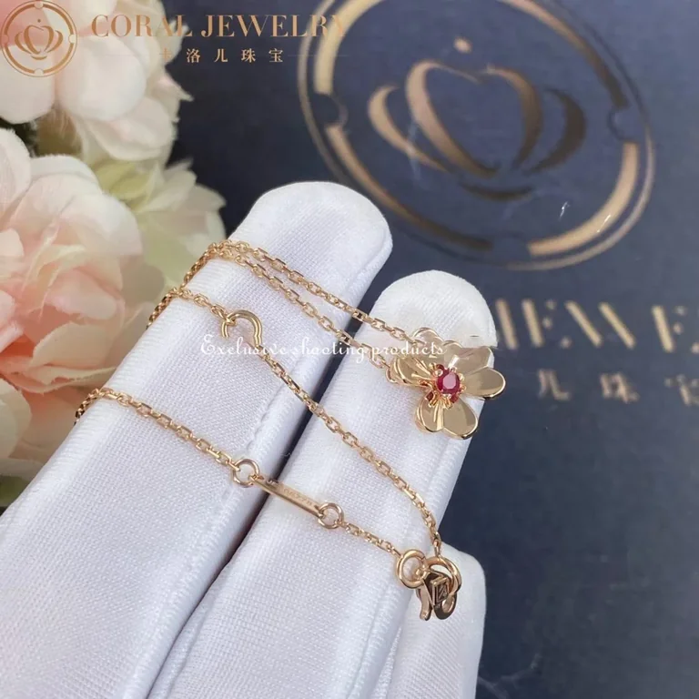Van Cleef & Arpels VCARP7S800 Frivole pendant mini model Rose gold Ruby Necklace 5