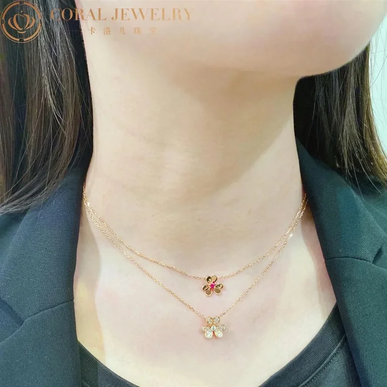 Van Cleef & Arpels VCARP7S800 Frivole pendant mini model Rose gold Ruby Necklace 4