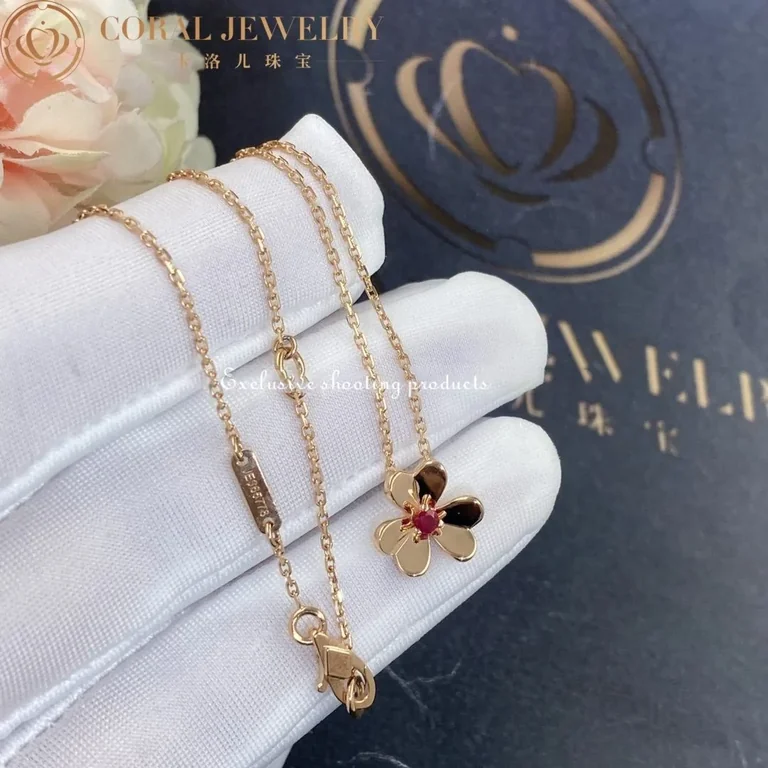 Van Cleef & Arpels VCARP7S800 Frivole pendant mini model Rose gold Ruby Necklace 2