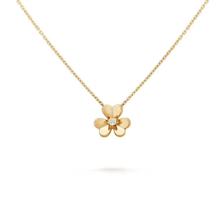 Van Cleef & Arpels VCARP0J100 Frivole pendant mini model Yellow gold Diamond Necklace 1
