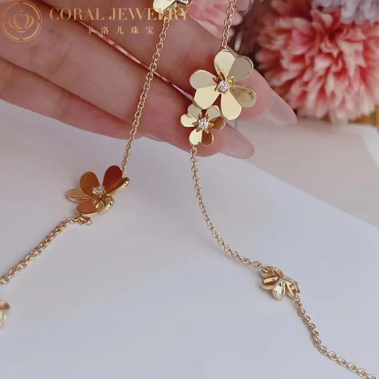 Van Cleef & Arpels VCARD31500 Frivole necklace 9 flowers Yellow gold Diamond Necklace 4