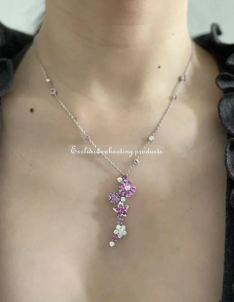 Van Cleef & Arpels Folie des Prés VCARP05L00 pendant White gold Diamond Sapphire Necklace 7