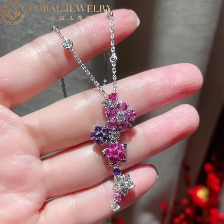 Van Cleef & Arpels Folie des Prés VCARP05L00 pendant White gold Diamond Sapphire Necklace 4