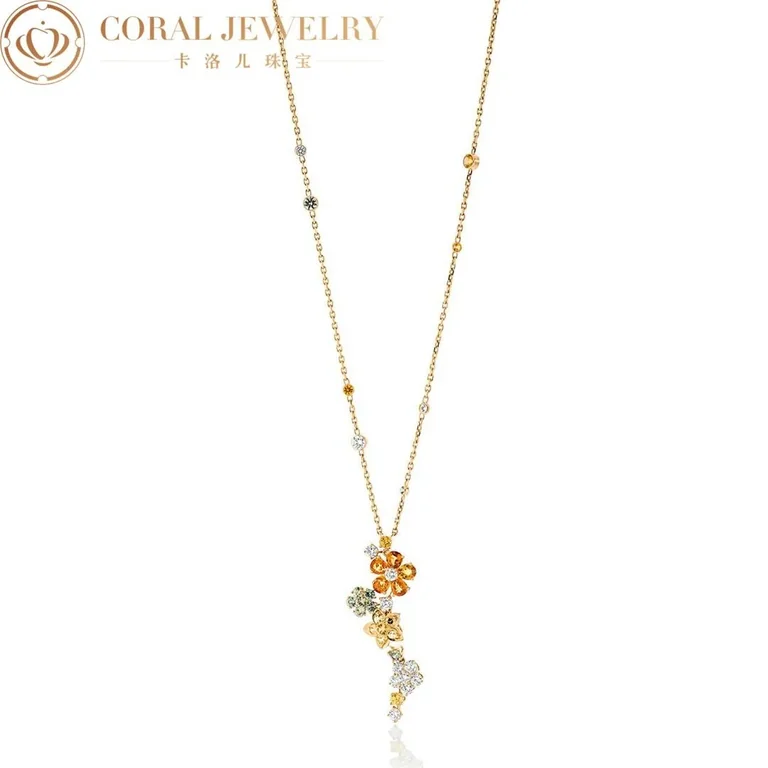 Van Cleef & Arpels Folie des Prés pendant VCARP05L00 Yellow gold Diamond Sapphire Necklace 2