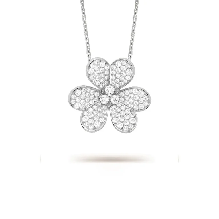 Van Cleef & Arpels VCARP6L600 Frivole clip pendant very large model White gold Diamond Necklace 1