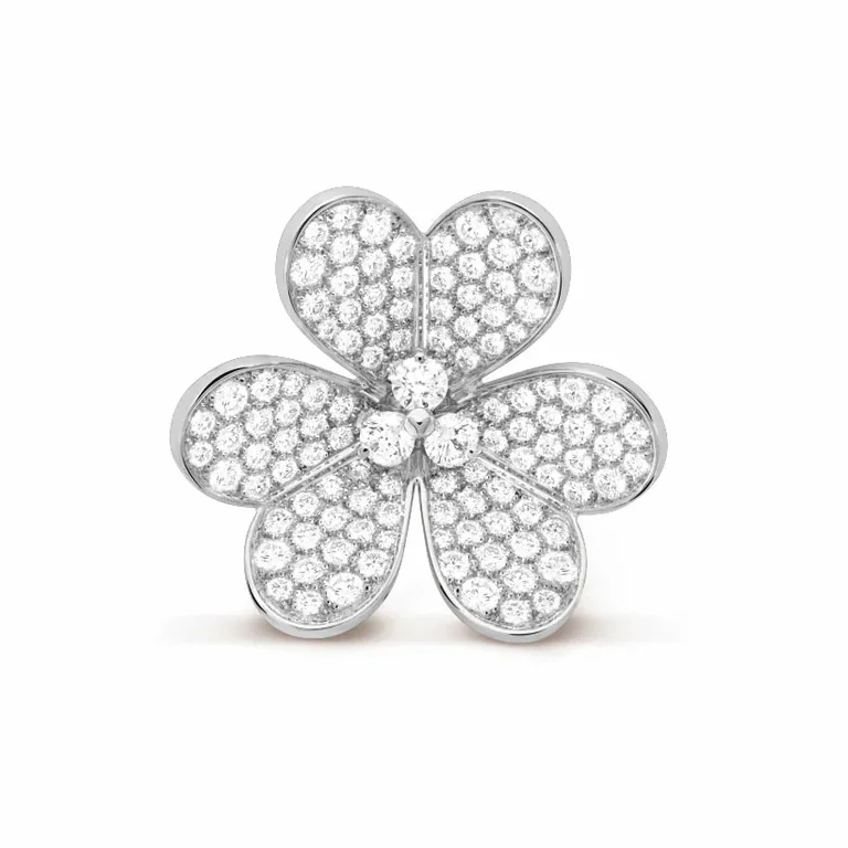 Van Cleef & Arpels VCARP6L600 Frivole clip pendant very large model White gold Diamond Necklace 5