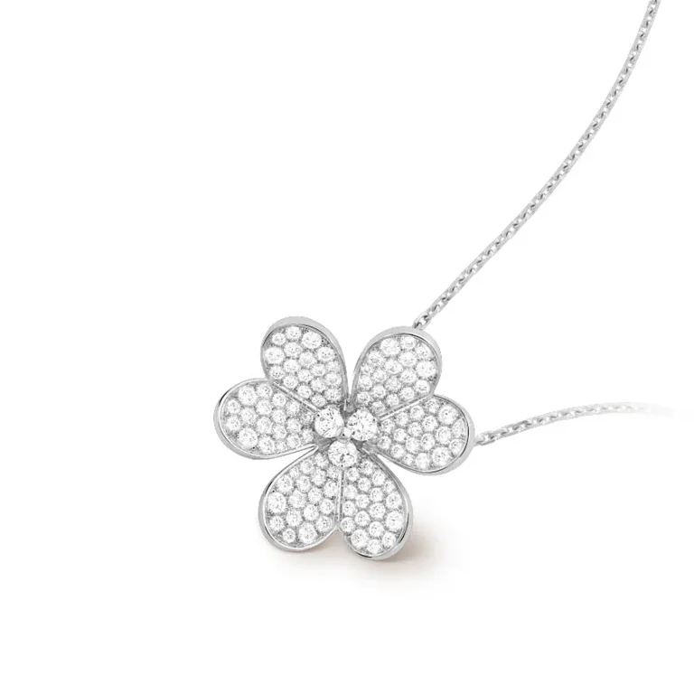 Van Cleef & Arpels VCARP6L600 Frivole clip pendant very large model White gold Diamond Necklace 4