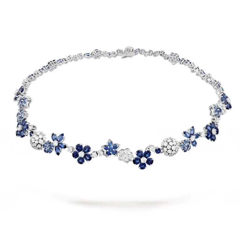 Van Cleef & Arpels VCARP05D00 Folie des Prés necklace White gold Diamond Sapphire necklace 1