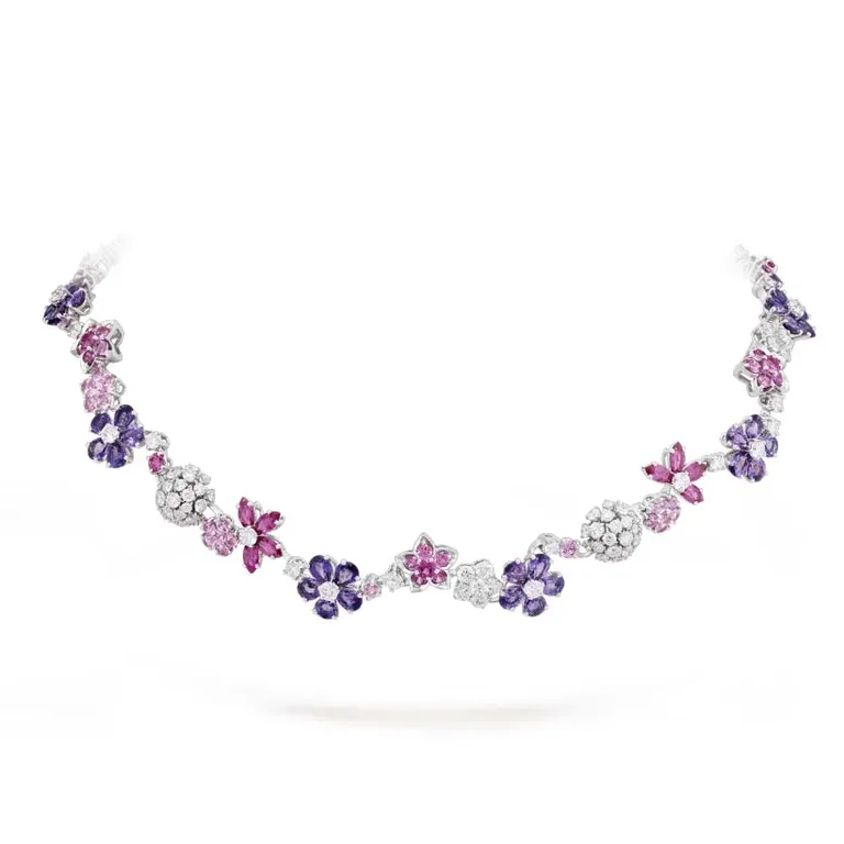 Van Cleef & Arpels Folie des Prés VCARP05F00 necklace White gold Diamond Sapphire VCARP05F00 6