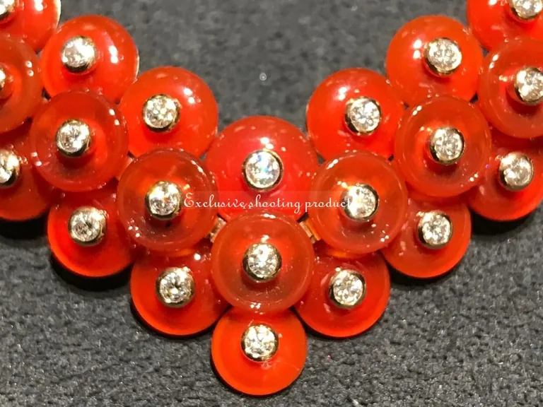 Van Cleef & Arpels VCARO7GI00 Bouton d?or necklace Rose gold Carnelian Diamond Mother-of-pearl necklace 2